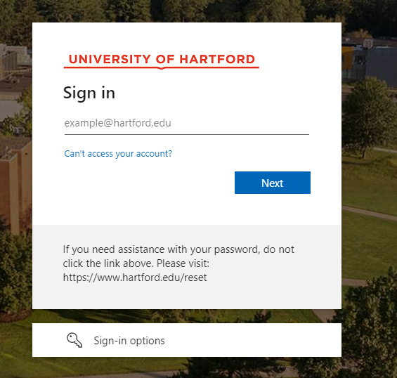 Screenshot of new login
